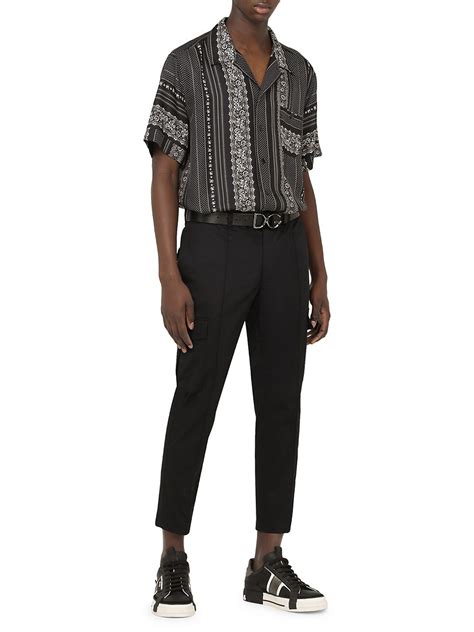 Shop DOLCE&GABBANA Geometric Print Silk Bowling Shirt